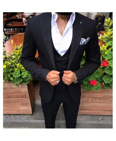 Abito uomo nero, con gilet