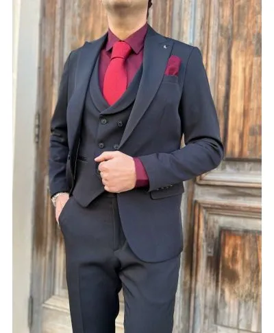 Abito uomo nero, con gilet