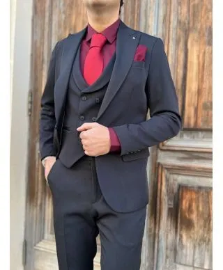 Abito uomo nero, con gilet