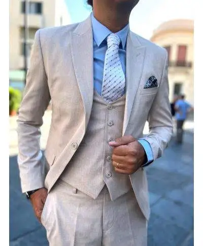 Abito uomo sabbia, con gilet