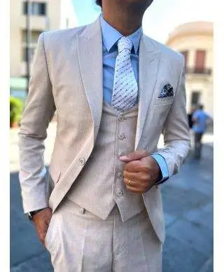 Abito uomo sabbia, con gilet