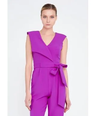 Tuta elegante porpora - Giromanica con cintura
