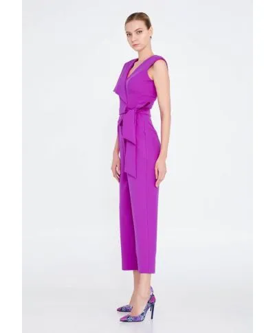 Tuta elegante porpora - Giromanica con cintura