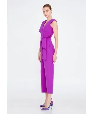 Tuta elegante porpora - Giromanica con cintura