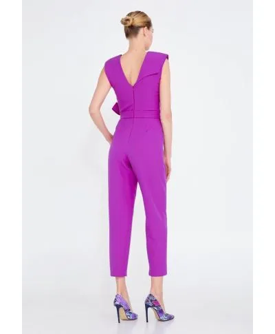 Tuta elegante porpora - Giromanica con cintura