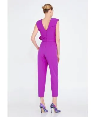 Tuta elegante porpora - Giromanica con cintura