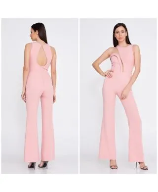 Tuta elegante rosa - Scollo particolare