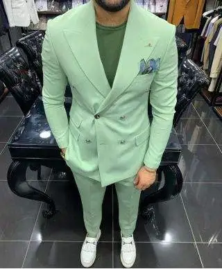 Abito uomo verde acqua, doppiopetto