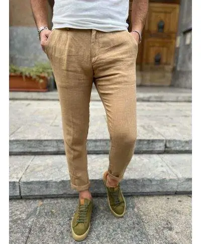 Pantaloni uomo slim, lino cotone