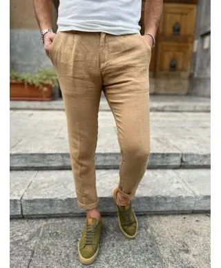 Pantaloni uomo slim, lino cotone