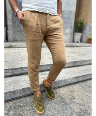 Pantaloni uomo slim, lino cotone