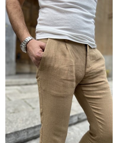 Pantaloni uomo slim, lino cotone