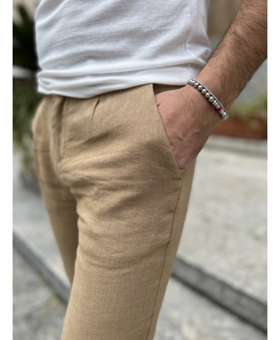 Pantaloni uomo slim, lino cotone