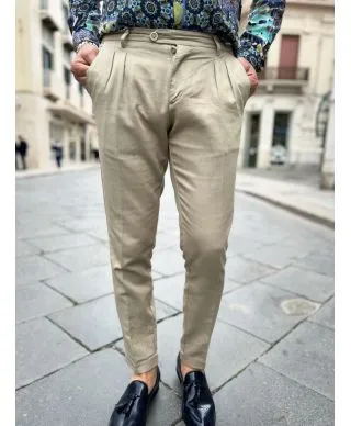 Pantaloni uomo slim, estivo beige chiaro