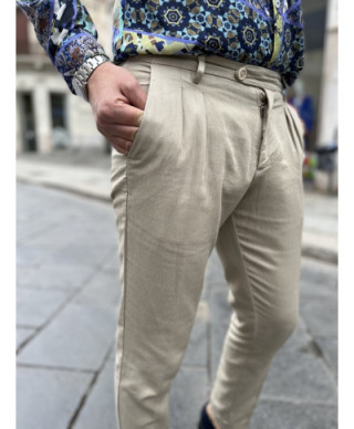 Pantaloni uomo slim, estivo beige chiaro