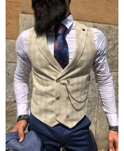 Gilet uomo beige - Sottogiacca elegante con catena