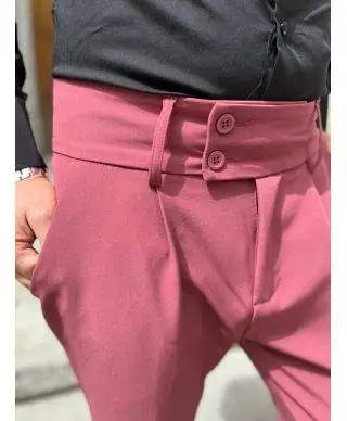 Pantaloni uomo slim, con pinces, - Rosa scuro