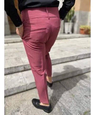 Pantaloni uomo slim, con pinces, - Rosa scuro