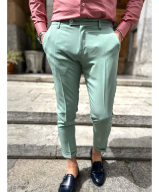 Pantaloni uomo slim, con pinces, - Verde chiaro