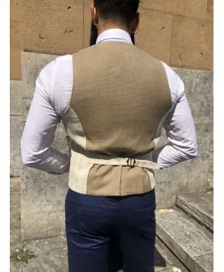 Gilet uomo beige - Sottogiacca elegante con catena