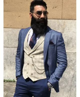 Gilet uomo beige - Sottogiacca elegante con catena