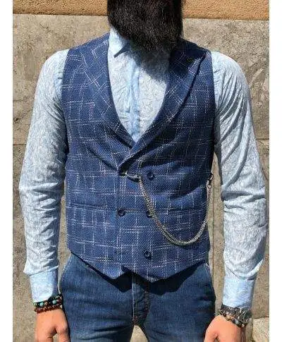 Panciotto uomo blue - Sottogiacca elegante con catena