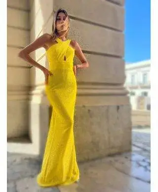 Vestito elegante - Da cerimonia - A sirena - Giallo