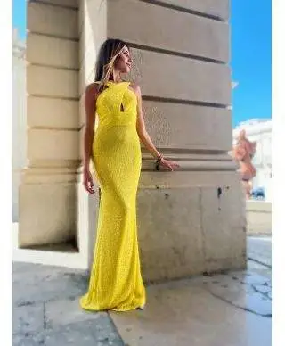 Vestito elegante - Da cerimonia - A sirena - Giallo