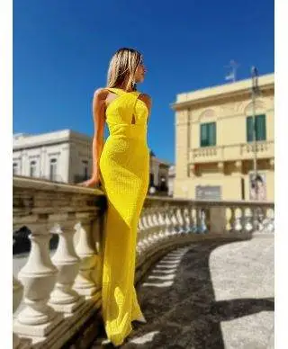 Vestito elegante - Da cerimonia - A sirena - Giallo
