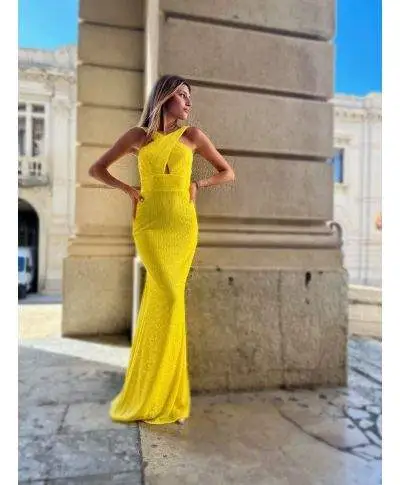 Vestito elegante - Da cerimonia - A sirena - Giallo