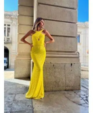 Vestito elegante - Da cerimonia - A sirena - Giallo