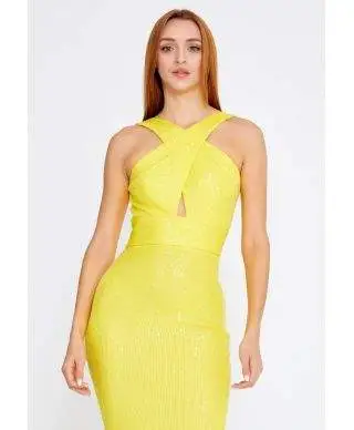 Vestito elegante - Da cerimonia - A sirena - Giallo