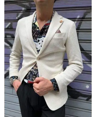 Giacca uomo bianca, monopetto, - Slim fit - Paul Miranda