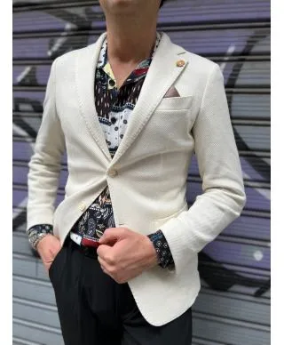 Giacca uomo bianca, monopetto, - Slim fit - Paul Miranda