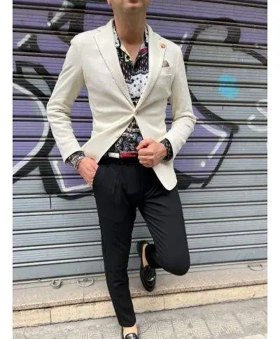 Giacca uomo bianca, monopetto, - Slim fit - Paul Miranda