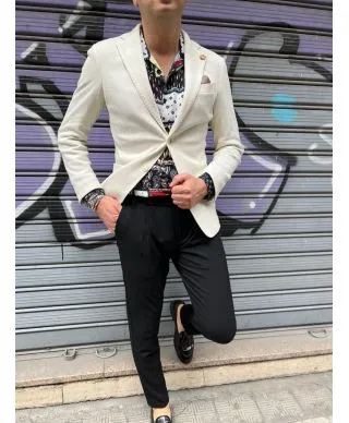 Giacca uomo bianca, monopetto, - Slim fit - Paul Miranda