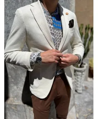 Giacca uomo bianca, monopetto, - Slim fit - Paul Miranda