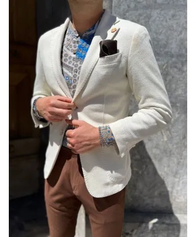 Giacca uomo bianca, monopetto, - Slim fit - Paul Miranda