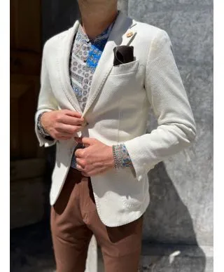 Giacca uomo bianca, monopetto, - Slim fit - Paul Miranda