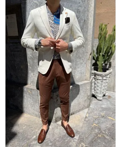 Giacca uomo bianca, monopetto, - Slim fit - Paul Miranda