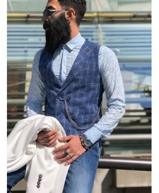 Panciotto uomo blue - Sottogiacca elegante con catena