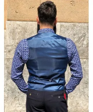 Panciotto uomo blu - Panciotto elegante con pochette