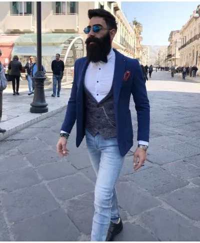 Panciotto uomo blue - Sottogiacca elegante con catena
