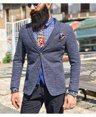 Giacca uomo Blu fantasia - Giacche uomo slim - Giacca Exigo