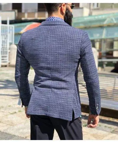Giacca uomo Blu fantasia - Giacche uomo slim - Giacca Exigo
