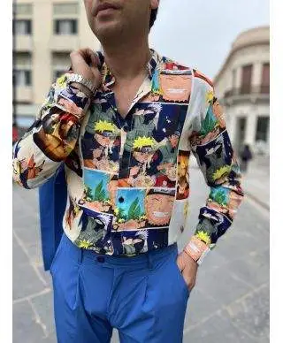 Camicia uomo coreana, cartoon - Made in Italy