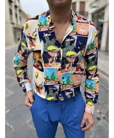 Camicia uomo coreana, cartoon - Made in Italy