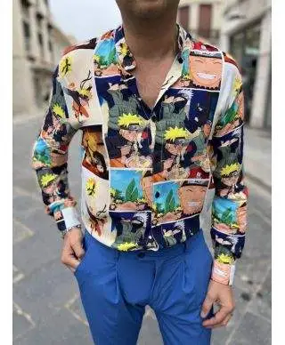 Camicia uomo coreana, cartoon - Made in Italy