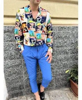 Camicia uomo coreana, cartoon - Made in Italy