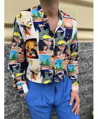 Camicia uomo coreana, cartoon - Made in Italy